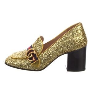 GUCCI GOLD SEQUIN GG PEYTON LOAFER